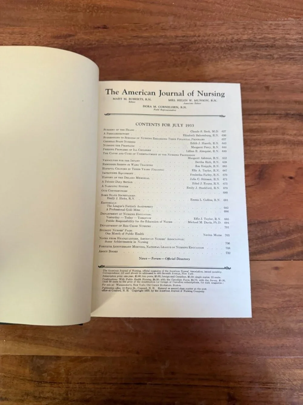 1933 American Journal of Nursing Vol 33 Complete 2 Vol Set Hardcover Vintage HC